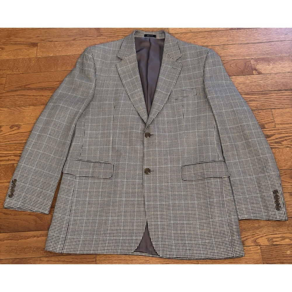 Ralph Ralph Lauren 100% Silk Houndstooth Sport Jacket Blazer Size 41L Dillards